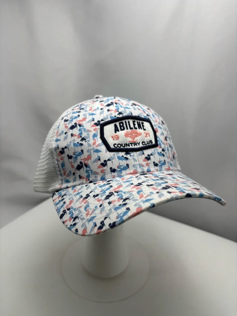 AHEAD‎ Country Club Trucker Hat Festive Flamingo Pattern-WhiteCap #0507